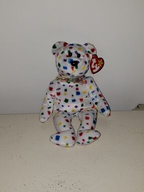 TY Beanie Baby White Confetti Bear Plush - Multicolor
